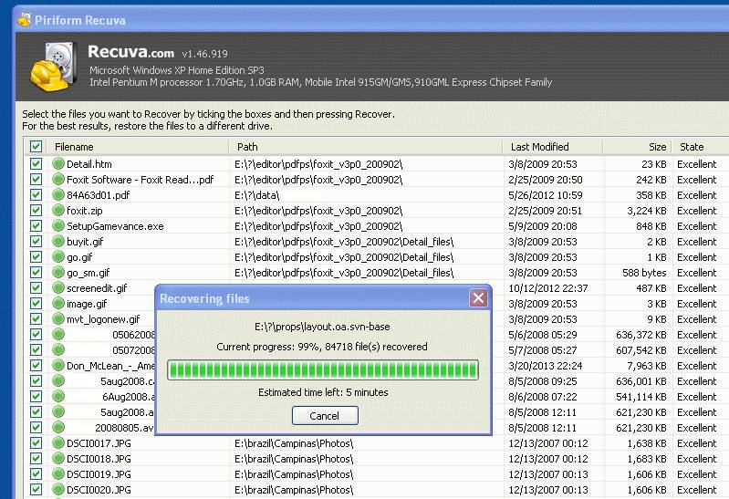 Recuva is on hour 30 or 40 or so, and at file 85,000 of 100,000 > files; but, Recuva is dumping everything into a flat directory.