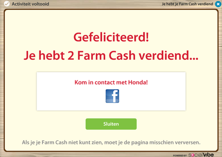 3 Sponsored Ad: 2 FREE Farm Cash from HONDA!